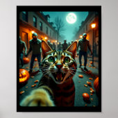 Funny Cat Selfie Halloween Zombies Humor  ポスター (正面)