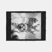 Funny Cat Selfie Santa Merry Christmas Xmas Pajama フリースブランケット (正面(横))