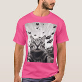 Funny Cat Selfie Ufo Tシャツ (正面)