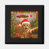 Funny Cat Selfie With Alien Ufo Christmas Lights S マグネット (正面)