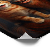 Funny Cat Selfie With Bigfoot Christmas Sasquatch ポスター (角)