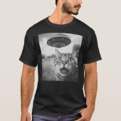 Funny Cat Selfie with UFO, Scared Cat Spaceship UF Tシャツ (正面)