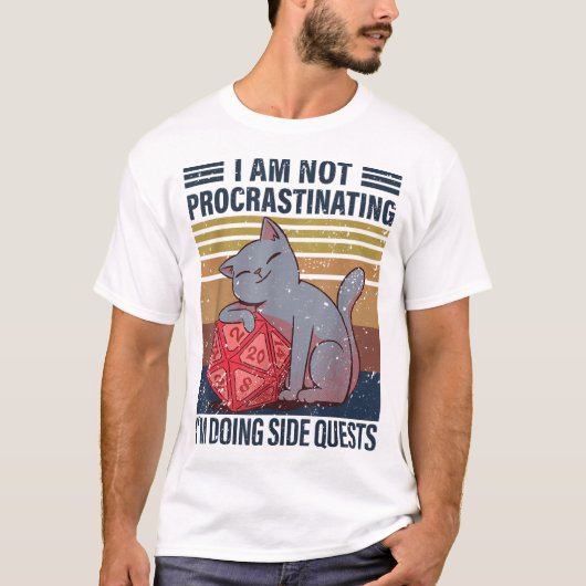 Funny Cat Side Quest RPG Design Tシャツ (正面)