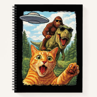 Funny Cat T-Rex Bigfoot UFO Selfie Alien Notebook ノートブック