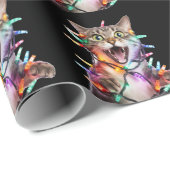 Funny Cat Tangled in Christmas Lights ラッピングペーパー (ロールコーナー)