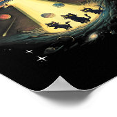 Funny Cat Ufo Cute Kitty Space Spaceship Alien Aes ポスター (角)