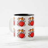Funny Cat Valentine Gift for Cat Lovers ツートーンマグカップ (正面左)