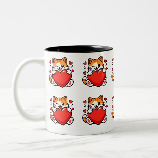 Funny Cat Valentine Gift for Cat Lovers ツートーンマグカップ (左)