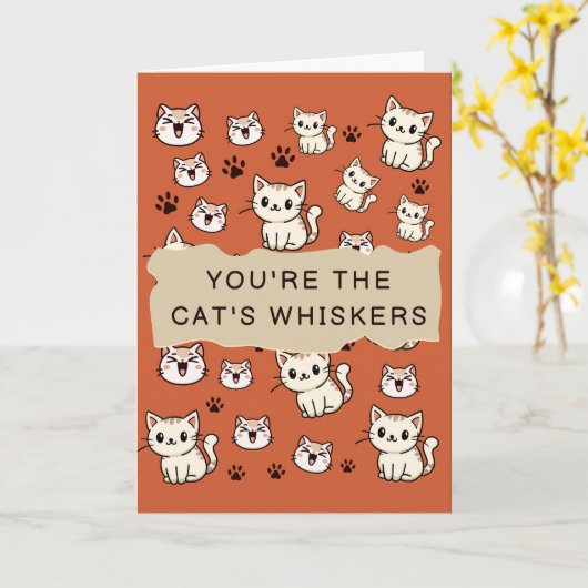 Funny Cat valentine's day cards カード (黄色い花)