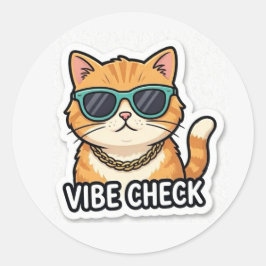 Funny Cat Vibe Check Sticker Cute Aesthetic ラウンドシール