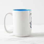 Funny Cat with Axe ツートーンマグカップ (左)