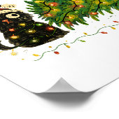 Funny Cat With Christmas Lights And Fallen Tree Ar ポスター (角)