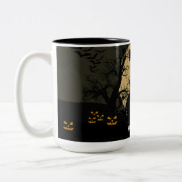 Funny Cat With Knife Custom Text Halloween Mug ツートーンマグカップ