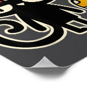 Funny Cat With Mushroom Hat Black Cat With Toadsto ポスター (角)