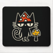 Funny Cat With Mushroom Hat Black Cat With Toadsto マウスパッド (正面)