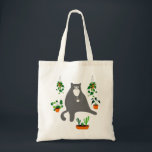 Funny Cat With Plants, Plants Lovers Gift トートバッグ<br><div class="desc">Funny Cat With Plants,  Plants Lovers Gift</div>