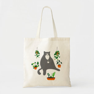 Funny Cat With Plants, Plants Lovers Gift トートバッグ