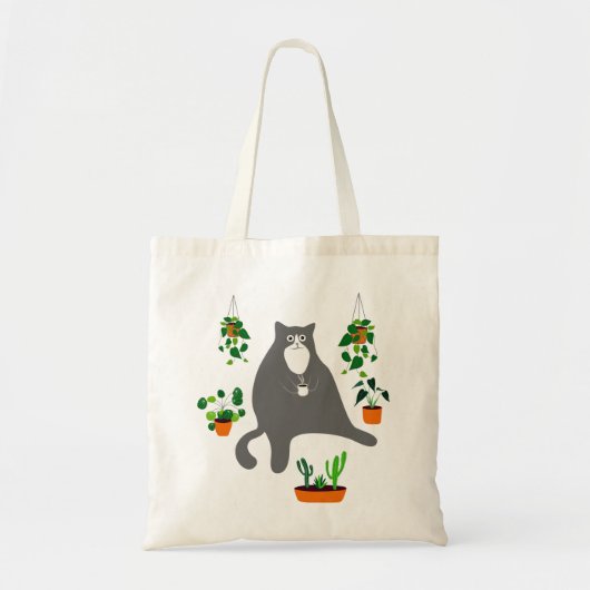 Funny Cat With Plants, Plants Lovers Gift トートバッグ (正面)