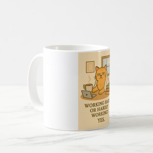 Funny Cat Work Mug コーヒーマグカップ (正面左)