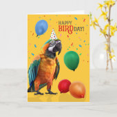 Funny Catalina or Rainbow Macaw Parrot Birthday カード (黄色い花)
