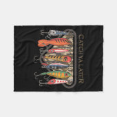 Funny Catch Ya Later Camo Fishing Lure Angler Fish フリースブランケット (正面(横))