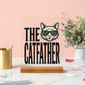 Funny Catfather Vintage Cat Quote Graphic Shirt_1 アクリルサイン (ウェディング)