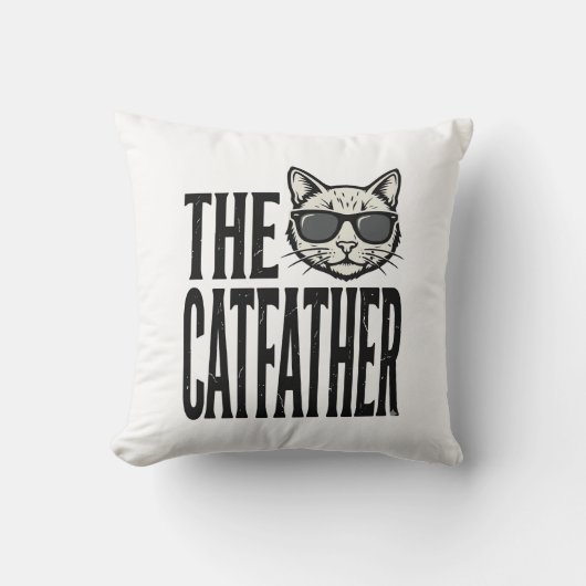 Funny Catfather Vintage Cat Quote Graphic Shirt_1 クッション (正面)