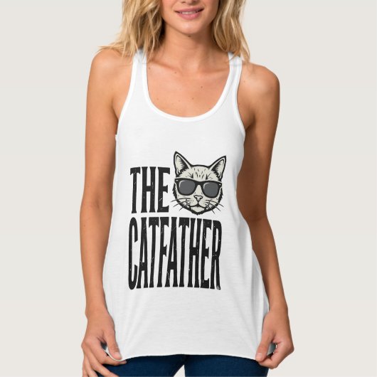 Funny Catfather Vintage Cat Quote Graphic Shirt_1 タンクトップ (正面)