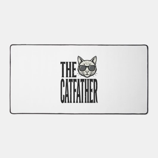 Funny Catfather Vintage Cat Quote Graphic Shirt_1 デスクマット (正面)