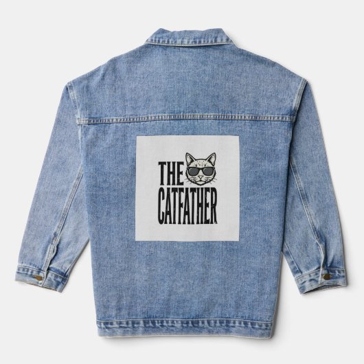 Funny Catfather Vintage Cat Quote Graphic Shirt_1 デニムジャケット (裏面)