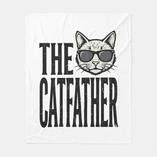 Funny Catfather Vintage Cat Quote Graphic Shirt_1 フリースブランケット (正面)