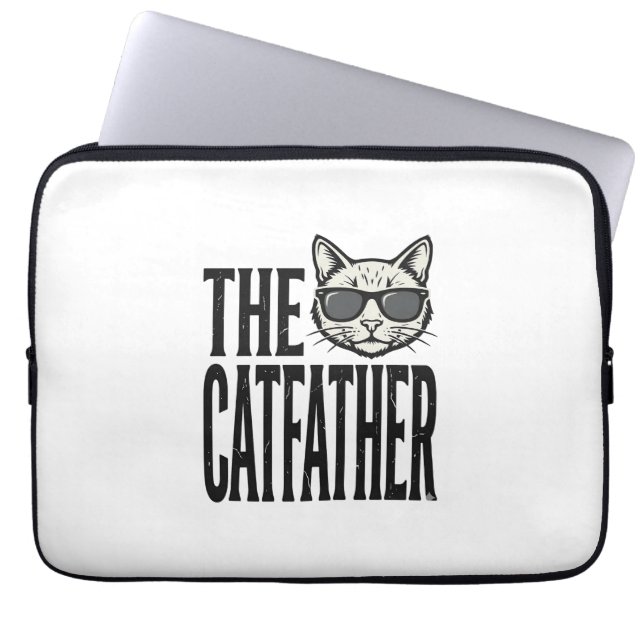 Funny Catfather Vintage Cat Quote Graphic Shirt_1 ラップトップスリーブ (正面)