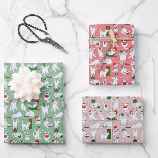 Funny Cats Christmas ラッピングペーパーシート (正面)