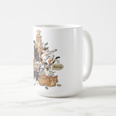 Funny Cats Christmas Tree Tangled Lights Holiday コーヒーマグカップ (正面右)