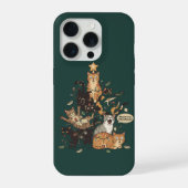 Funny Cats Christmas Tree Tangled Lights Holiday iPhoneケース (裏面)