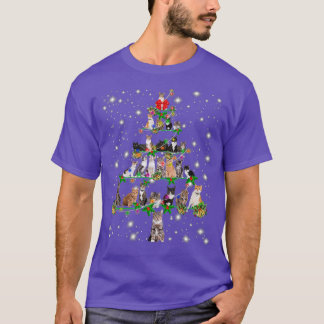 Funny Cats Christmas Tree Tee Ornament Decor Tシャツ