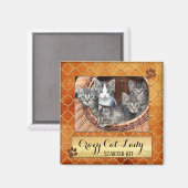 Funny Cats Crazy Cat Lady Photo Magnet マグネット (正面/裏面)