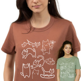 Funny Cats Doodles Tシャツ