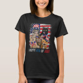 Funny Cats Happy 4th Of July American US Flag 4th  Tシャツ (正面)