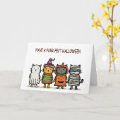 Funny Cats Happy Halloween  カード (黄色い花)