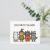 Funny Cats Happy Halloween  ポストカード (スタンド正面)