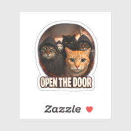 Funny Cats in Hoodies Open The Door シール