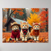 Funny Cats in Preppy Fall Attire and Hats   ポスター (正面)