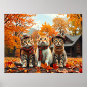 Funny Cats in Preppy Fall Attire and Hats   ポスター (正面)