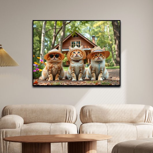 Funny Cats in Preppy Summer Attire and Hats   ポスター