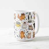 Funny Cats Pattern Mug For Cat Lovers コーヒーマグカップ (正面右)