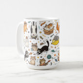 Funny Cats Pattern Mug For Cat Lovers コーヒーマグカップ (正面左)