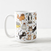 Funny Cats Pattern Mug For Cat Lovers コーヒーマグカップ (左)