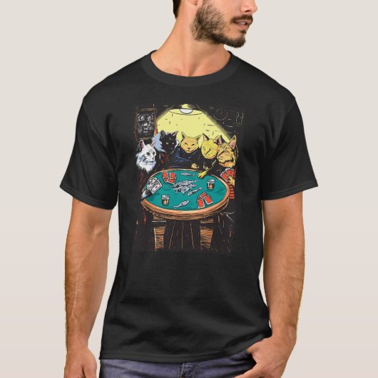 Funny Cats Playing Poker Art Cat Tシャツ (正面)