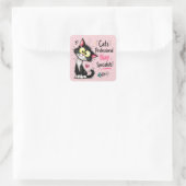 Funny Cats Professional Nap Specialists Cartoon スクエアシール (バッグ)
